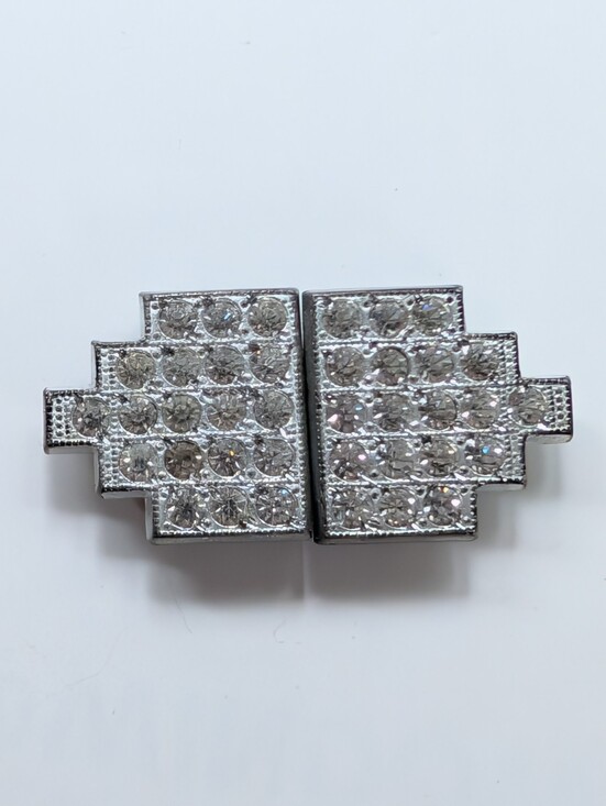 Unbranded Vintage Accessories - Vintage Silver Tone Art Deco Pave Rhinestone Collectible Evening Belt Buckle